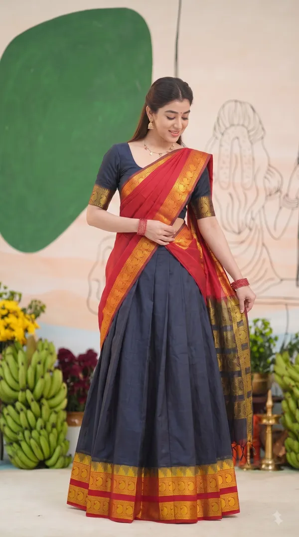 Traditional_Onyx_Black_Half_Saree_with_Red_Dhavani
