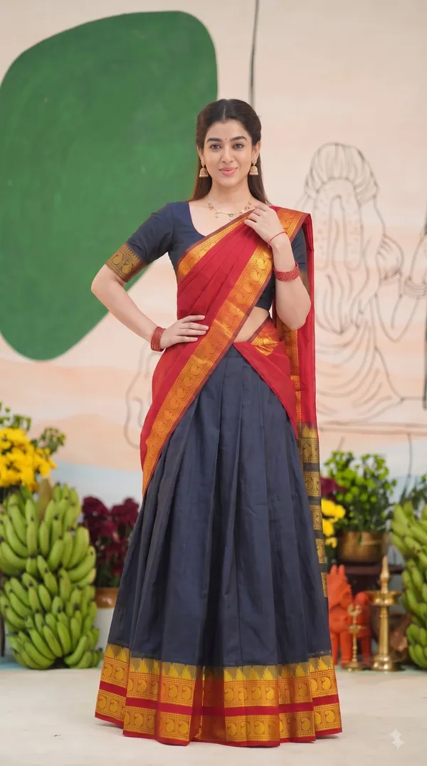 Traditional_Onyx_Black_Half_Saree_with_Red_Dhavani