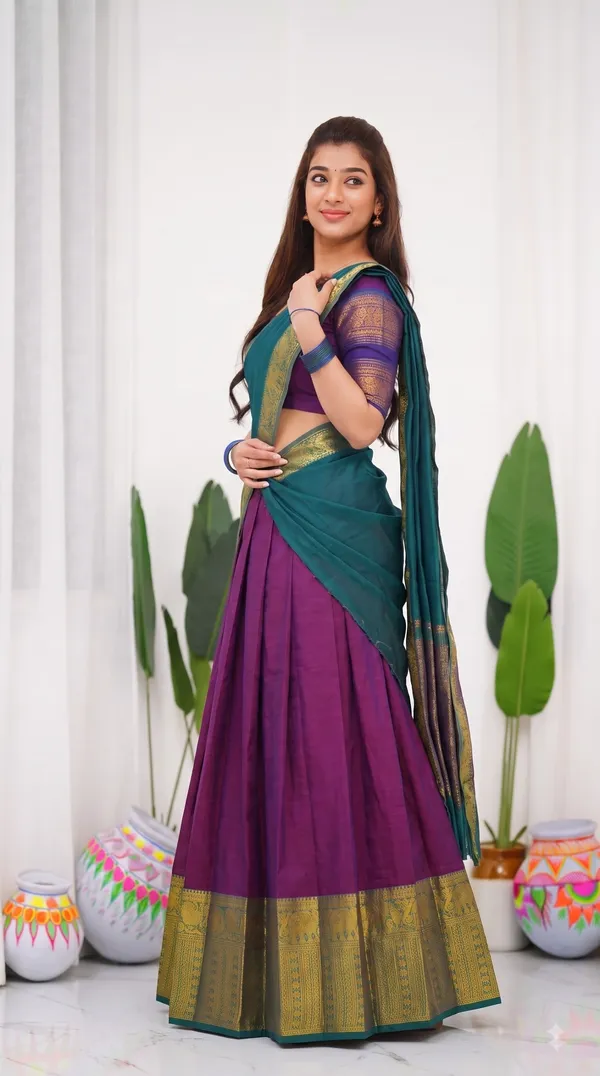 Traditional_Deep_Wine_Half_Saree_with_Rama_Dhavani