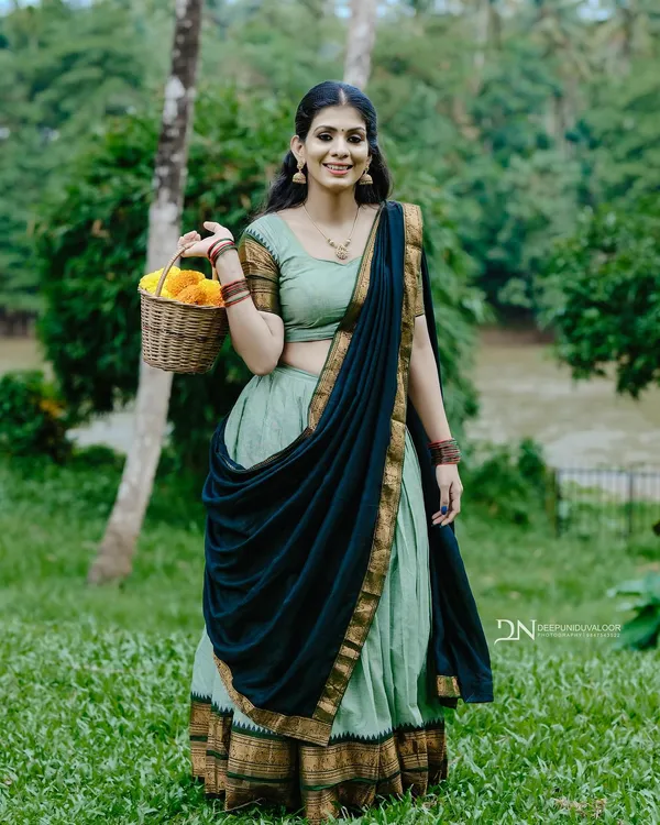 Beautiful Kanjiveram Silk Pure Zari HALF Saree with Blouse Along With Dupptta main image 1