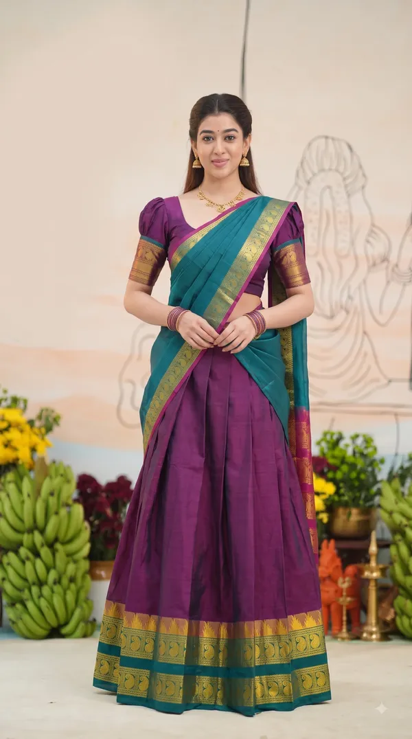 Traditional_Deep_Wine_Half_Saree_with_Rama_Dhavani