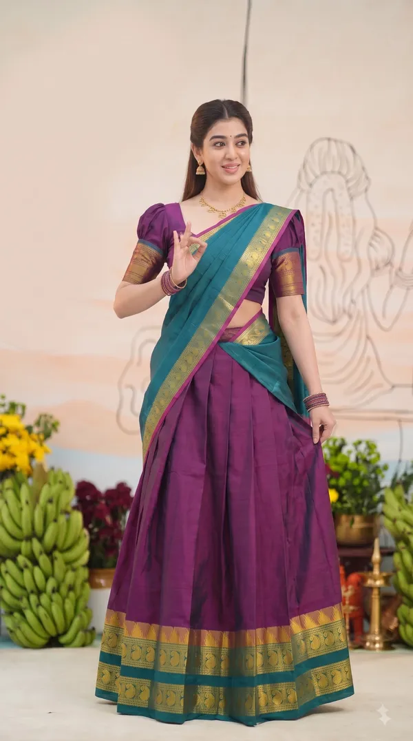 Traditional_Deep_Wine_Half_Saree_with_Rama_Dhavani