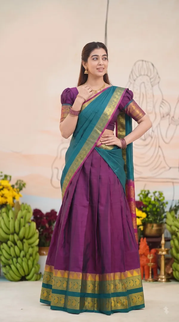 Traditional_Deep_Wine_Half_Saree_with_Rama_Dhavani