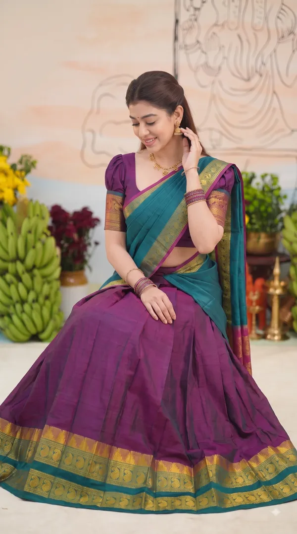 Traditional_Deep_Wine_Half_Saree_with_Rama_Dhavani