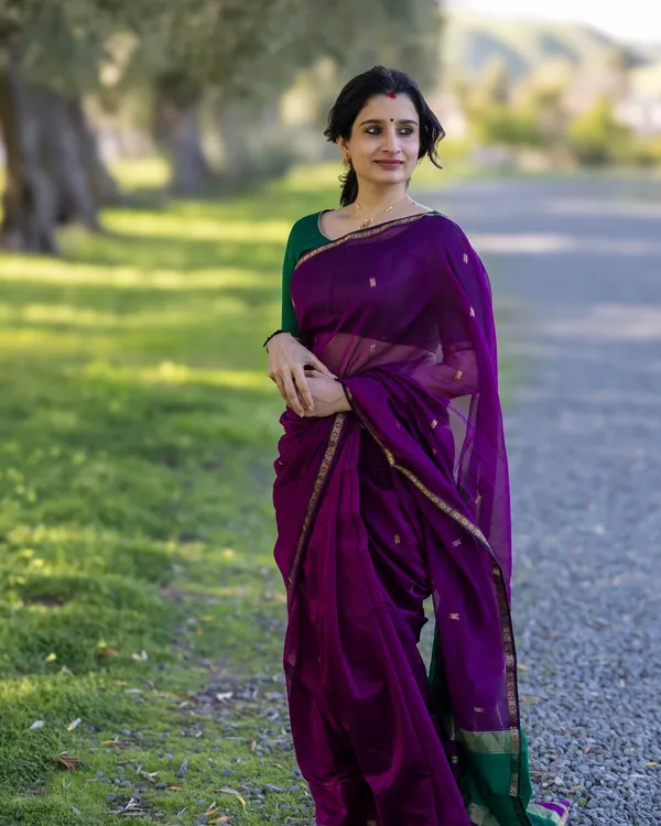 Maheswari_Silk_Cotton_Saree_-_Purple_and_Green