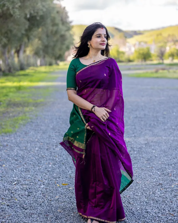 Maheswari_Silk_Cotton_Saree_-_Purple_and_Green