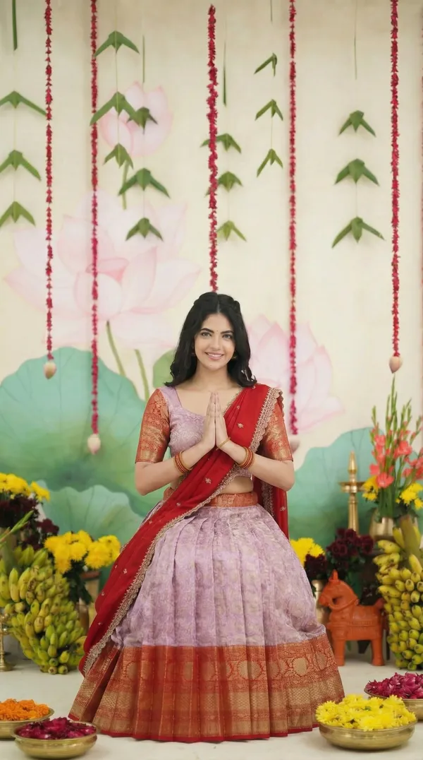 Kanjivaram_Silk_Zari_Half_Saree_stitched-Lehenga_With_Blouse_Along_With_Banarsi_Silk
