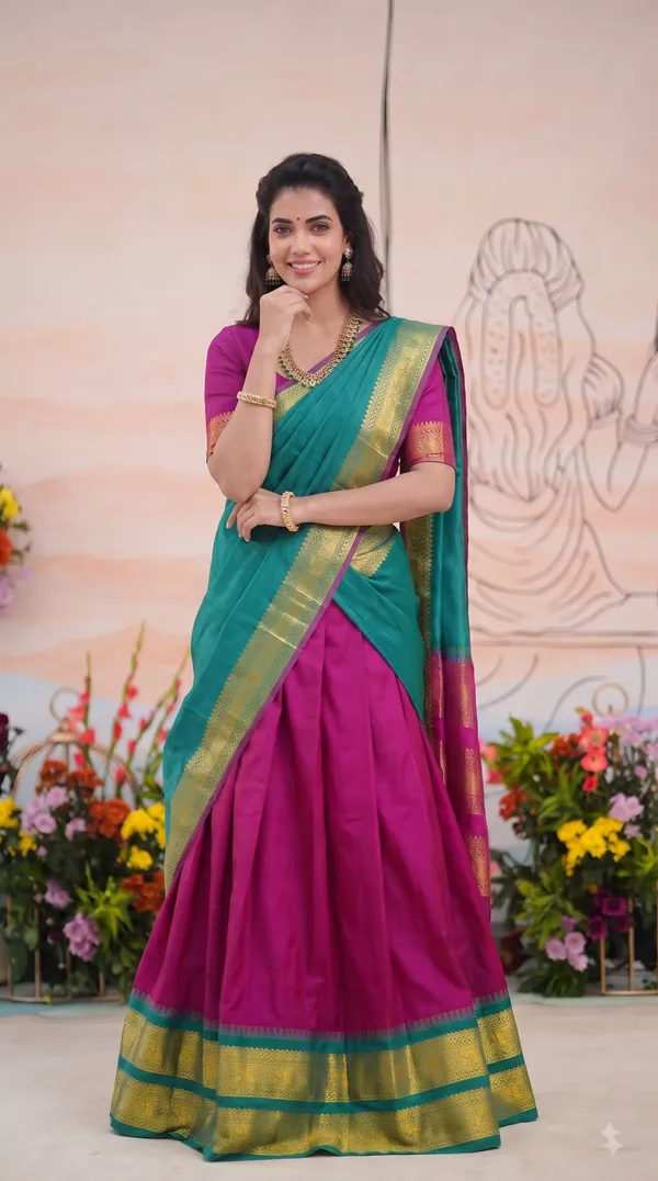 Traditional_Deep_Wine_Half_Saree_with_Rama_Dhavani