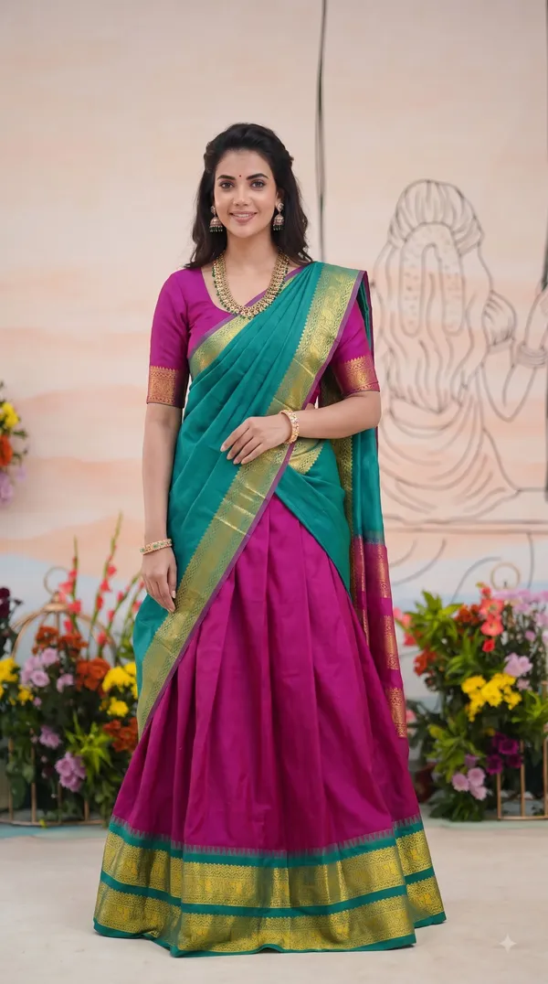 Traditional_Deep_Wine_Half_Saree_with_Rama_Dhavani