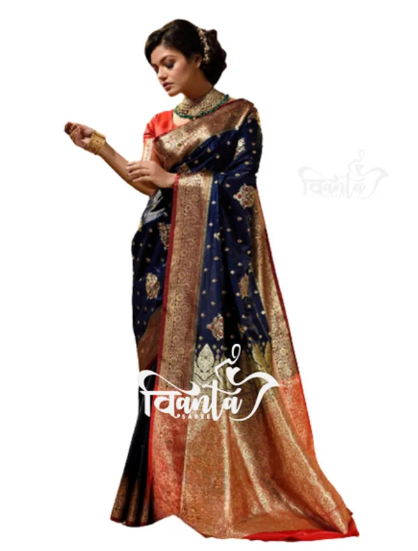 Blue_Woven_Kanjivaram_Banarasi_Jacquard_Sari