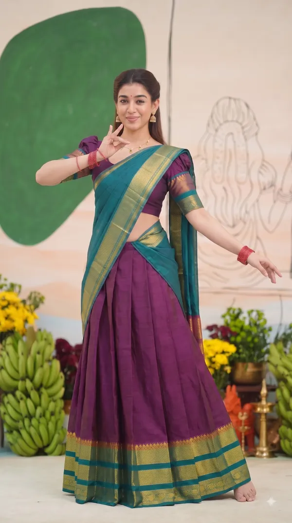Traditional_Deep_Wine_Half_Saree_with_Rama_Dhavani