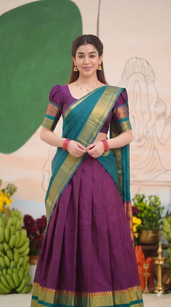 Traditional_Deep_Wine_Half_Saree_with_Rama_Dhavani