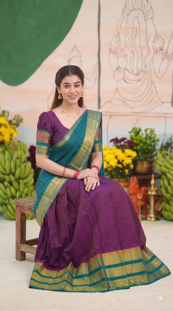 Traditional_Deep_Wine_Half_Saree_with_Rama_Dhavani