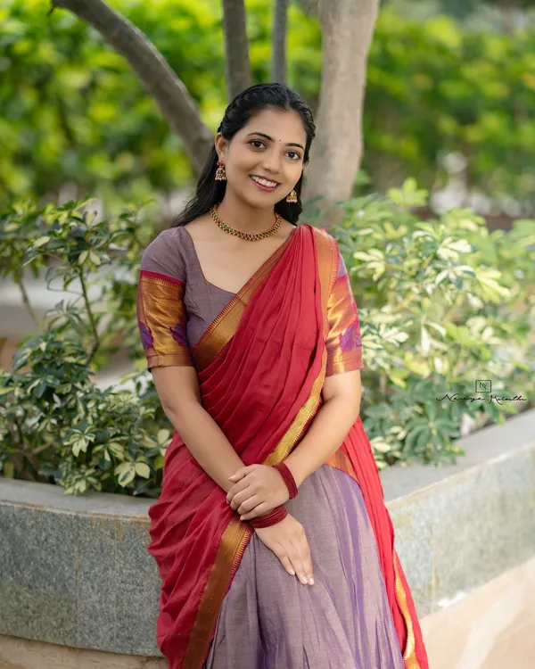 Kanjivaram_Silk_Zari_Half_Saree_Un-stitched_Lehenga_With_Blouse_Along_With_Banarsi_Silk