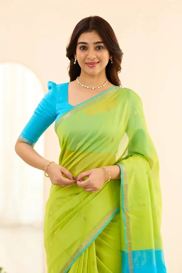 Ethnic_Neon_Green_Maheshwari_Silk_Cotton_Handloom_Saree