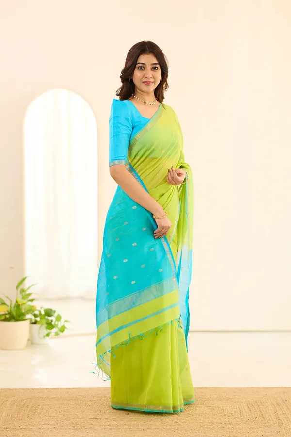 Ethnic_Neon_Green_Maheshwari_Silk_Cotton_Handloom_Saree
