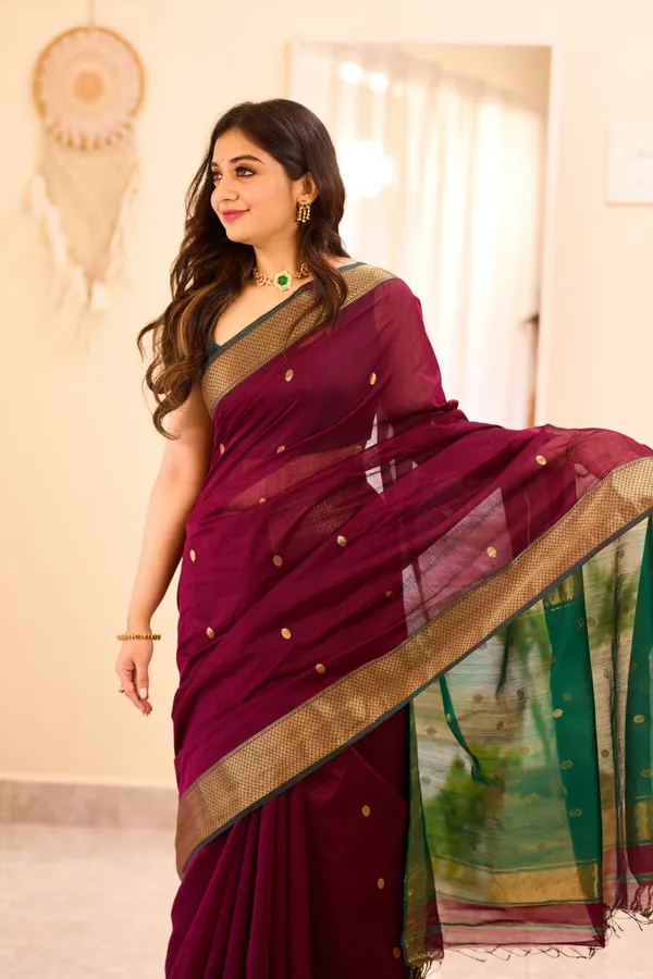 Dark_Wine_Maheshwari_Silk_Cotton_Saree