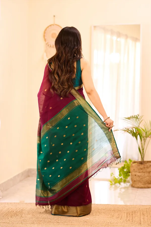 Dark_Wine_Maheshwari_Silk_Cotton_Saree