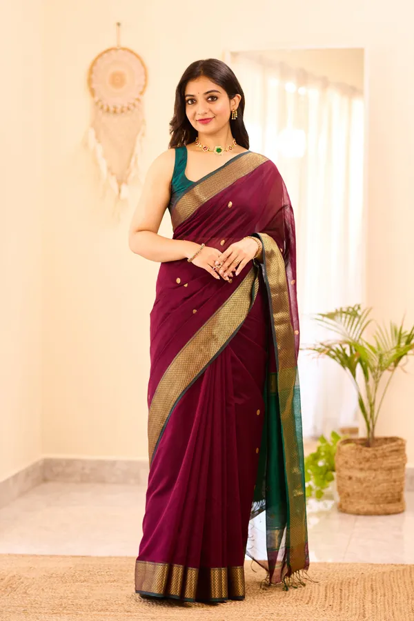 Dark_Wine_Maheshwari_Silk_Cotton_Saree