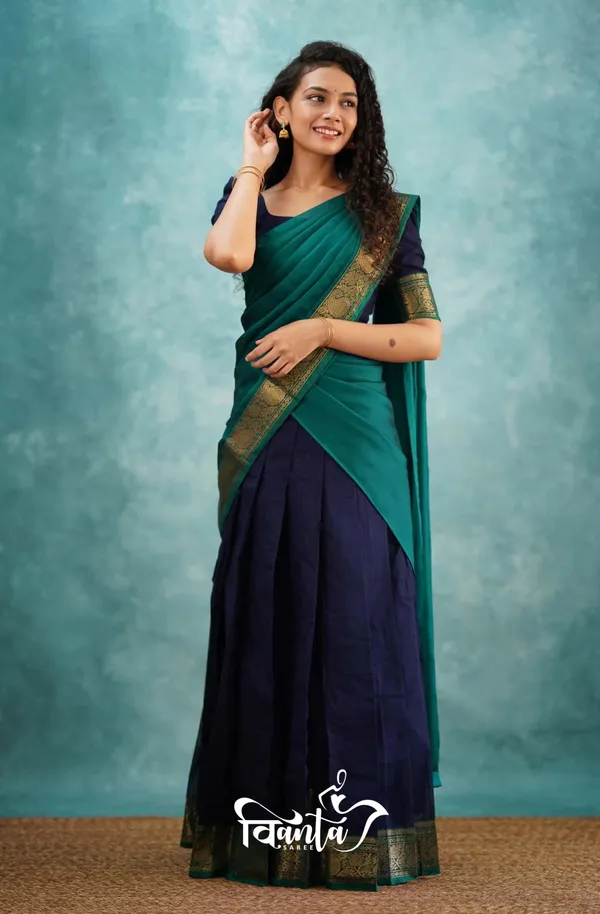 N-Blue_Kanjivaram_Soft_Silk_Wedding_&_Party_Wear_Half_Saree_&_Unstiched_Blouse_For_Women