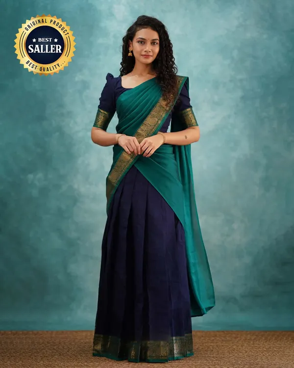N-Blue_Kanjivaram_Soft_Silk_Wedding_&_Party_Wear_Half_Saree_&_Unstiched_Blouse_For_Women