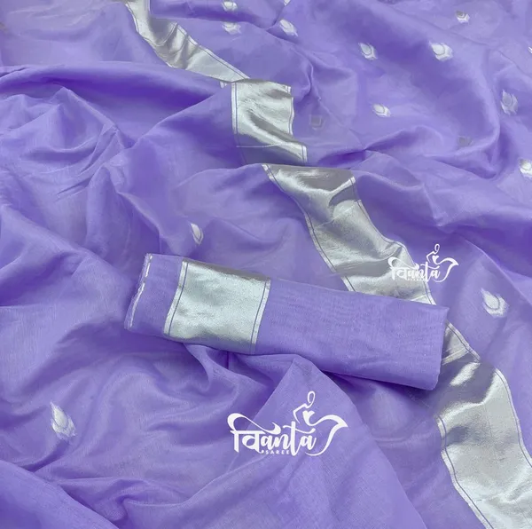 Lavendar_Designer_Soft_Linen_Cotton_Silk_Saree_With_Blouse
