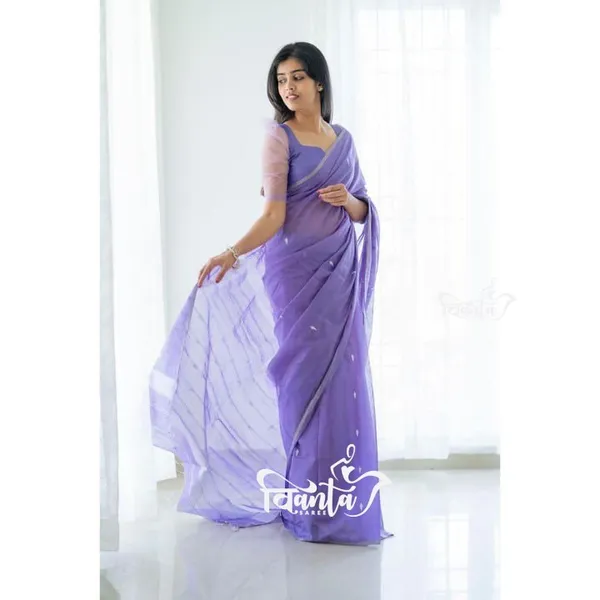 Lavendar_Designer_Soft_Linen_Cotton_Silk_Saree_With_Blouse