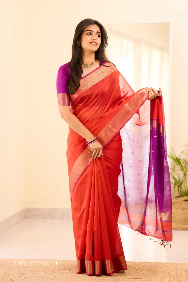 Maheswari_Silk_Cotton_Saree_-_Orange