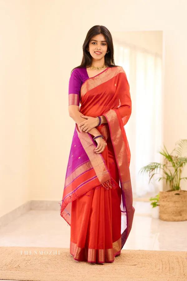 Maheswari_Silk_Cotton_Saree_-_Orange