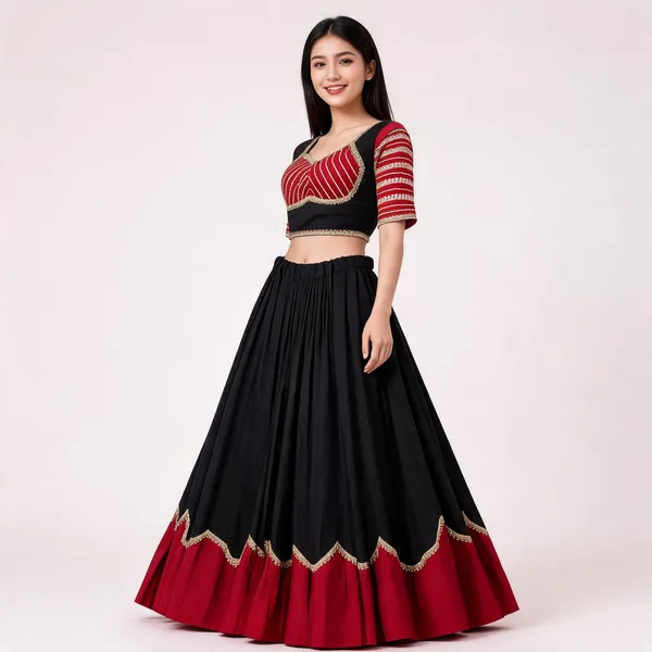 Black_And_Red_Roman_Silk_Lehenga_Choli_For_Women