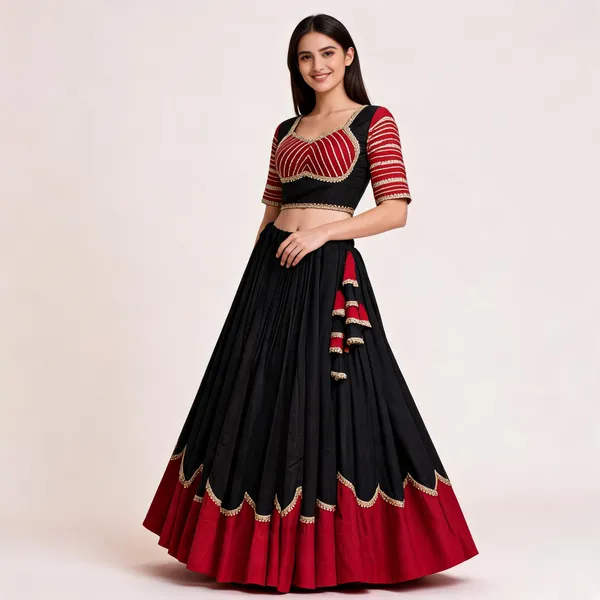 Black_And_Red_Roman_Silk_Lehenga_Choli_For_Women