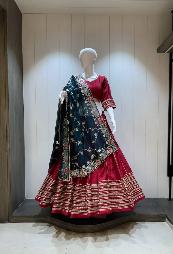 Maroon_Roman_Silk_Lehenga_Choli_For_Women