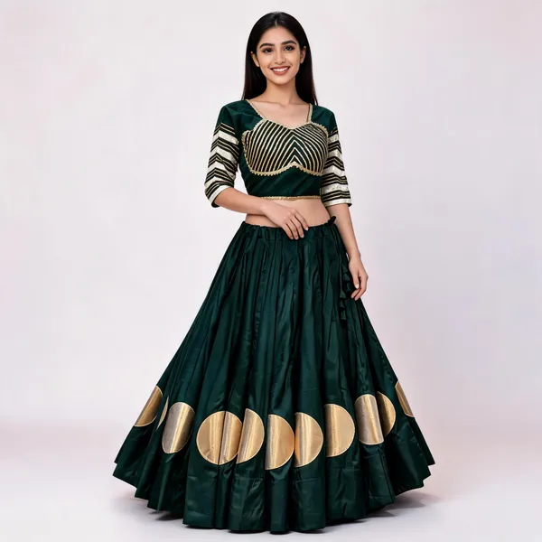 Dark_Green_Roman_Silk_Lehenga_Choli_For_Women