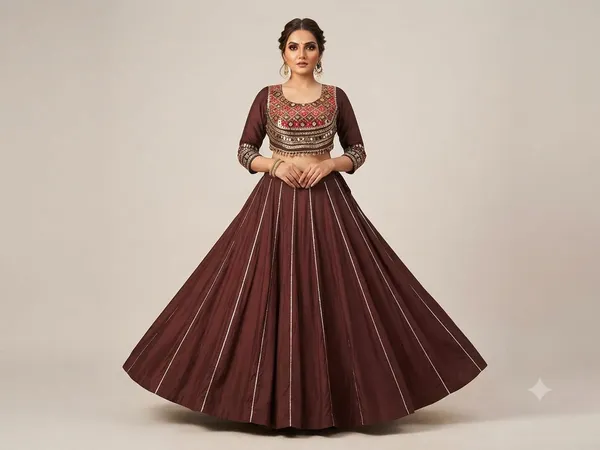 Brown_Roman_Silk_Lehenga_Choli_For_Women