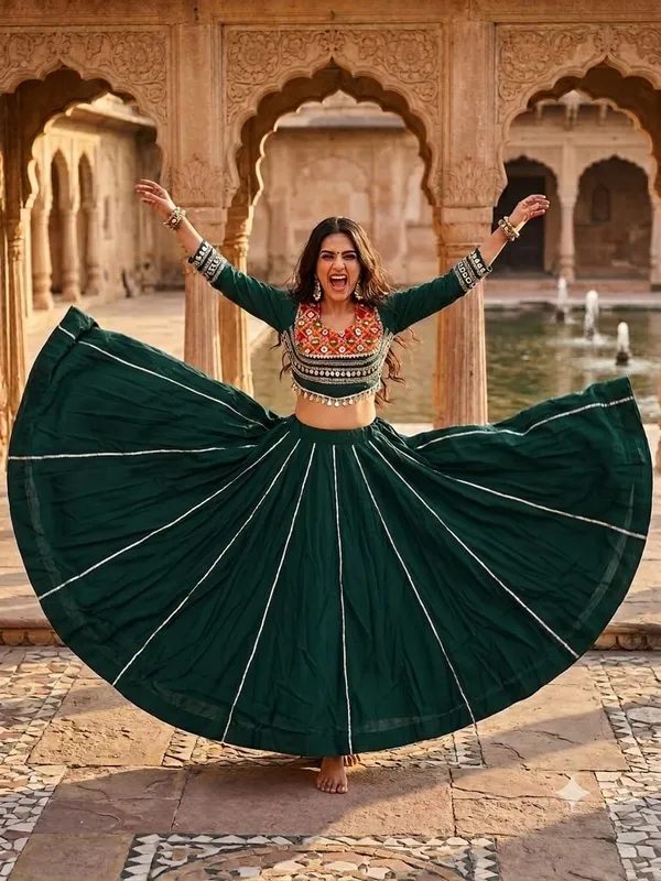 Green_Roman_Silk_Lehenga_Choli_For_Women