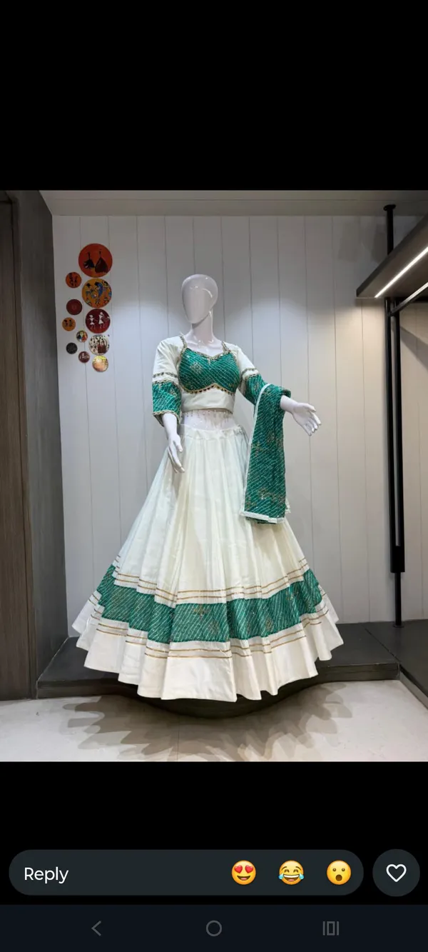 White_And_Green_Roman_Silk_Lehenga_Set_For_Women