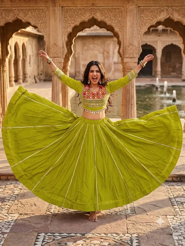 Green_Roman_Silk_Lehenga_Choli_For_Women