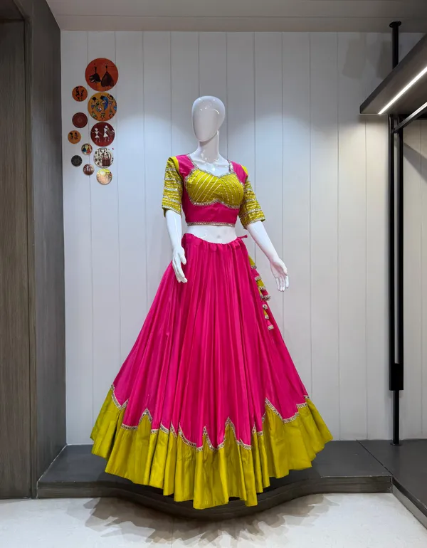 Pink_And_Yellow_Roman_Silk_Lehenga_Choli_For_Women