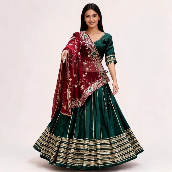 Green_Roman_Silk_Lehenga_Choli_For_Women
