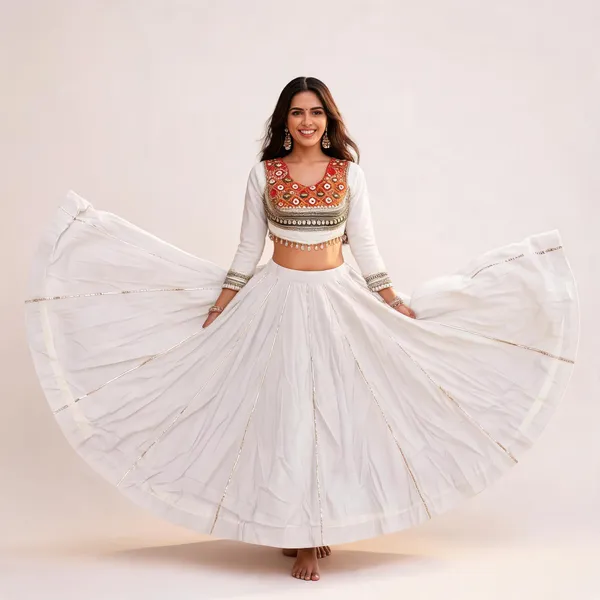 White_Roman_Silk_Lehenga_Set_For_Women