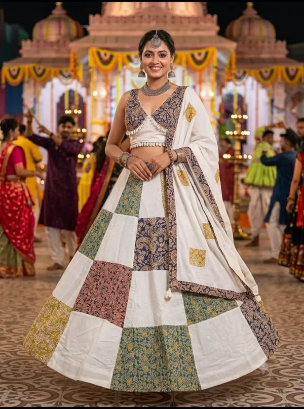 White_Khadi_Lehenga_Choli_For_Women
