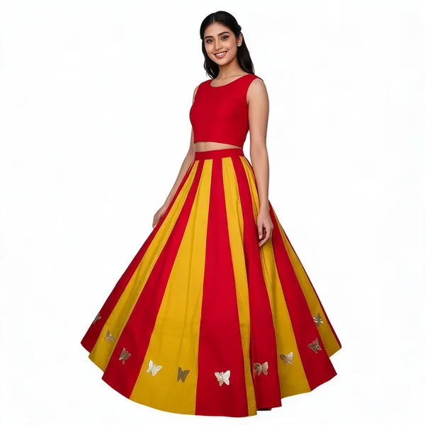 Red_And_Yellow_Roman_Silk_Ghagra_For_Women