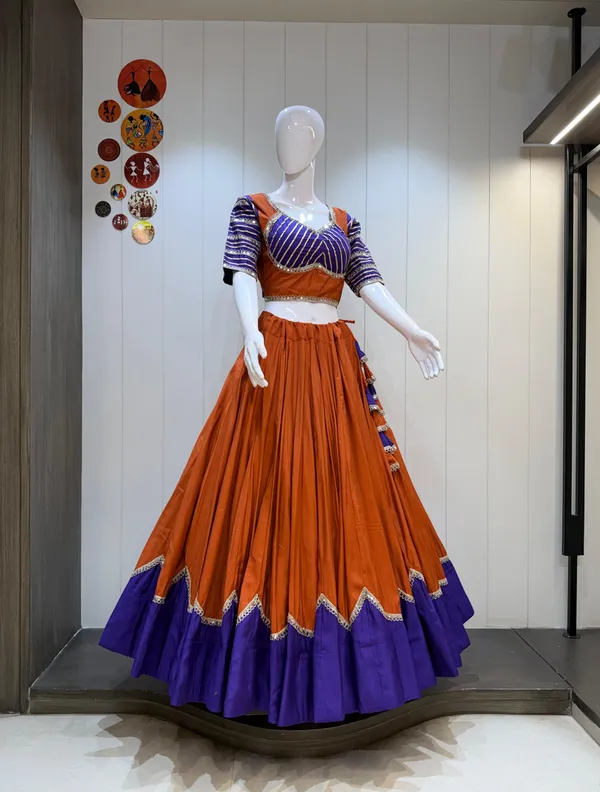Orange_Roman_Silk_Lehenga_Choli_For_Women