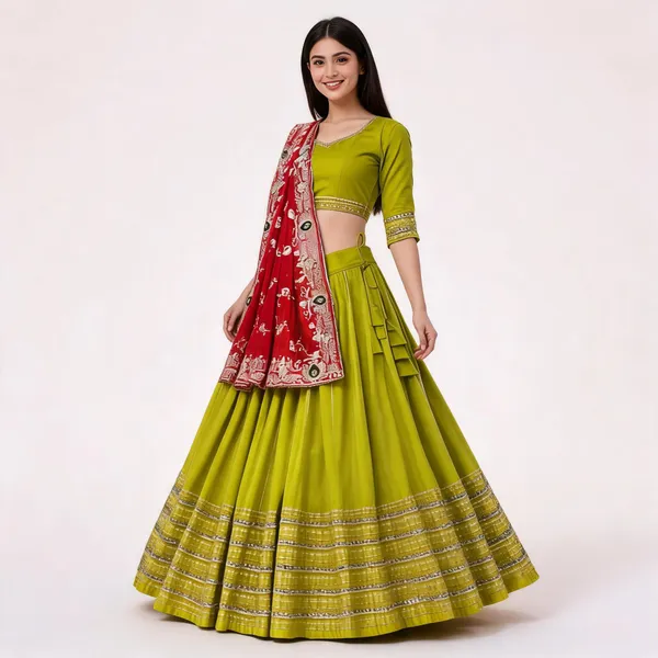 Green_Roman_Silk_Lehenga_Choli_For_Women