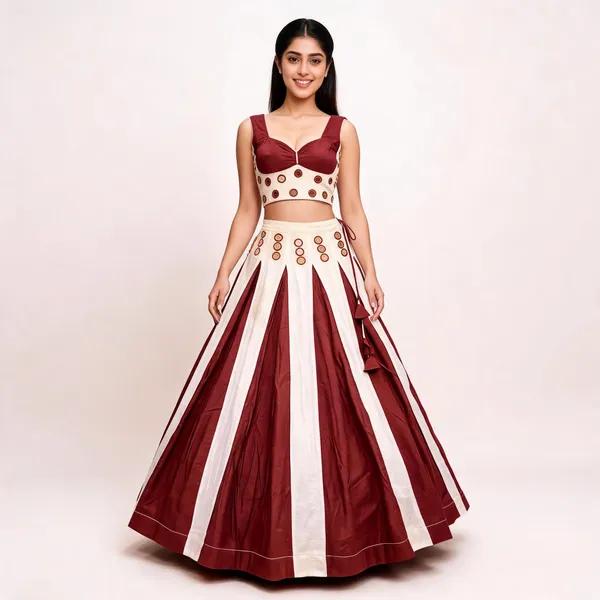 Maroon_And_White_Roman_Silk_Lehenga_Choli_For_Women