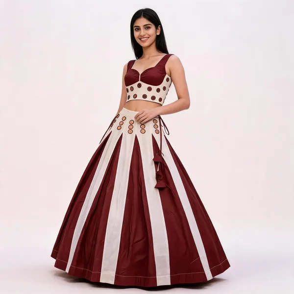 Maroon_And_White_Roman_Silk_Lehenga_Choli_For_Women
