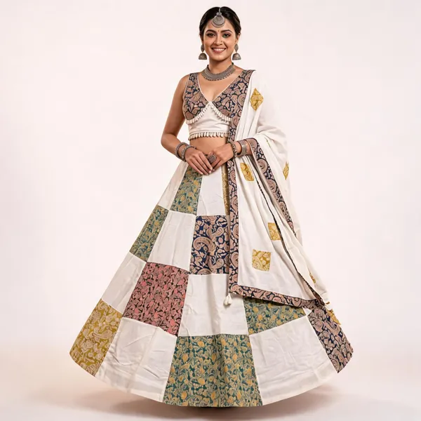 White_Khadi_Lehenga_Choli_For_Women