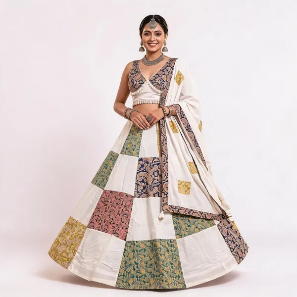 White_Khadi_Lehenga_Choli_For_Women