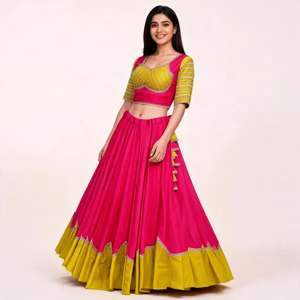 Pink_And_Yellow_Roman_Silk_Lehenga_Choli_For_Women