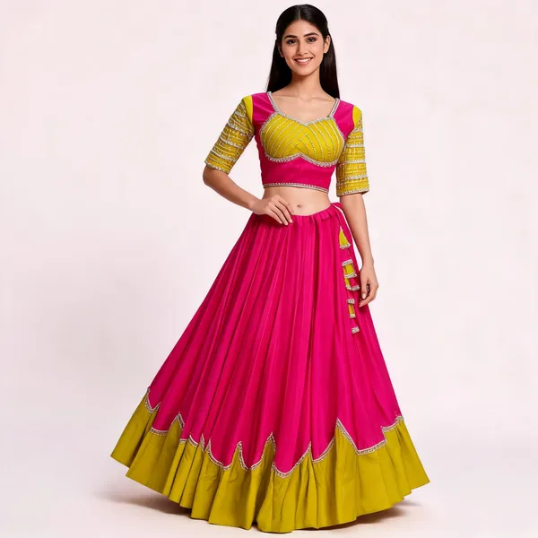 Pink_And_Yellow_Roman_Silk_Lehenga_Choli_For_Women